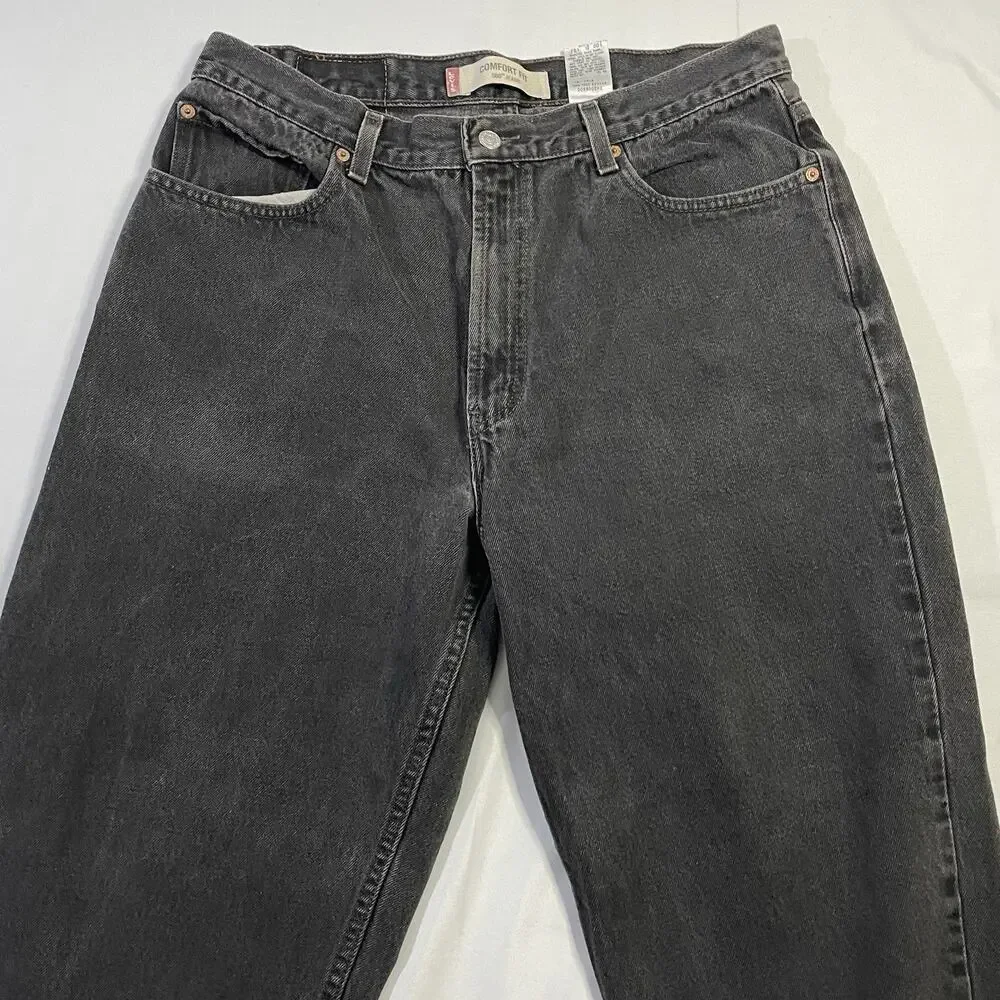 Vintage Levis 560 Black Jeans 36x30 Mens Actual 34x27 Loose Tapered Y2K